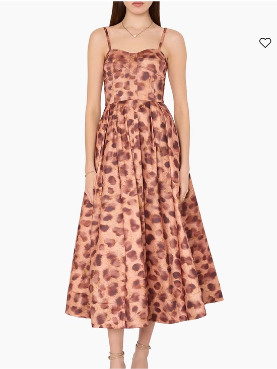 Milly Dresses & Skirts - Milly Leopard-Print Sweetheart Midi Dress in multi brown leopard printed